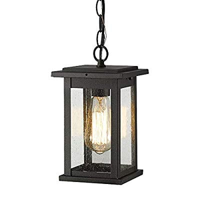 Exterior Outdoor Hanging Light in Black Finish and Clear Glass 2439//1H Osimir Outdoor Pendant Light 14 Large Modern Outdoor Chandelier with Adjustable Chain